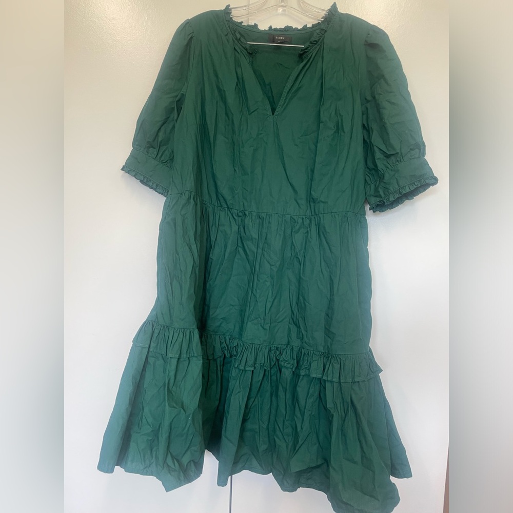 J. Crew Popover Poplin Tiered Cotton Dress - worn once - comfy and flattering